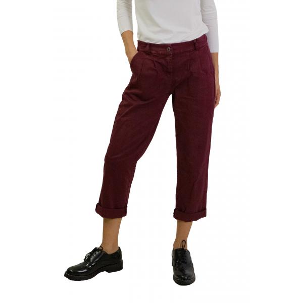 Chino con pence in cotone con elastico dietro 